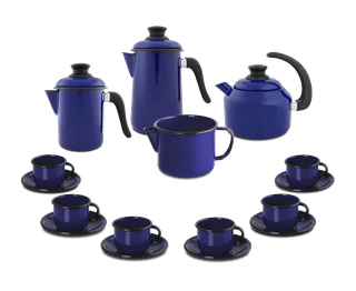 Kit Café Esmaltado 16 peças - Azul