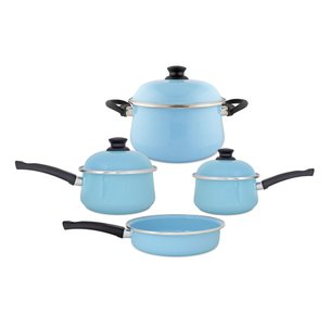 Conjunto de Panelas Esmaltadas – Bojuda – 04 pçs – Azul Claro (EWEL)