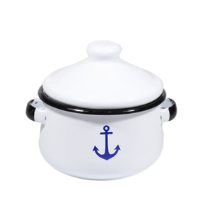 Mini Caçarola Esmaltada com Alça - nº 10 - Branco Âncora - 500 ml (À LA GARÇONNE + EWEL)