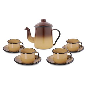 Conjunto de Café Esmaltado – 09 pçs – Marrom (EWEL) Conjunto de Café Esmaltado – 09 pçs – Marrom (EWEL)