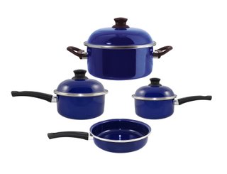 Conjunto de Panelas Esmaltadas – 04 pçs – Azul (EWEL)