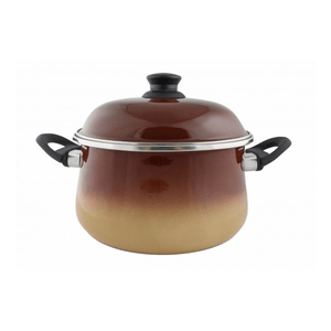 Caçarola Esmaltada com Alças - Bojuda Marrom - EWEL