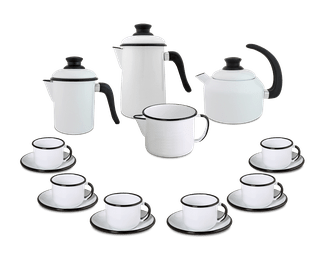 Kit Café Esmaltado 16 peças - Branco