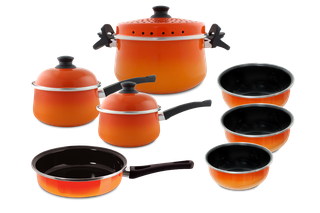 Kit Panelas Esmaltadas 7 peças - Laranja Kit Panelas Esmaltadas 7 peças - Laranja