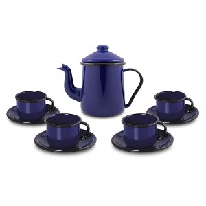 Conjunto de Café Esmaltado – 09 pçs – Azul (EWEL)