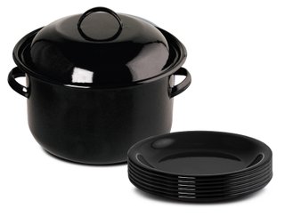 Kit Panelão n° 30 Esmaltado com Pratos Rasos - Preto