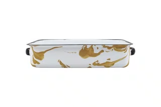 Bandeja Multiuso Retangular - Marrom - G (EWEL Coleção Marmorizada)