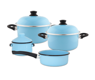 Jogo de Panelas Ewel 4 Peças - Azul Claro