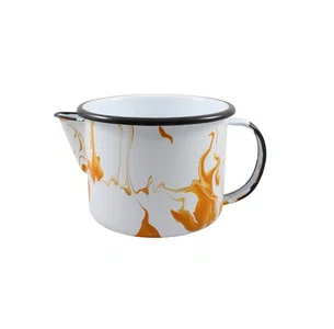 Caneca Esmaltada com Bico - nº 10 - Laranja - 600 ml (EWEL Coleção Marmorizada)