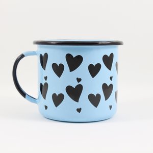 Caneca Esmaltada Coração Azul Claro - EWEL