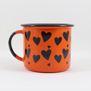 Caneca Esmaltada Coração Laranja - EWEL