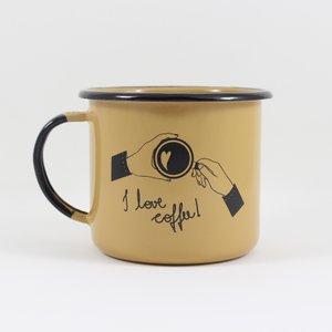 Caneca Esmaltada I Love Coffee Marrom - EWEL