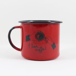 Caneca Esmaltada I Love Coffee Vermelha - EWEL