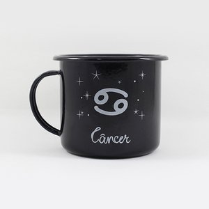 Caneca Esmaltada Preta - Signo Câncer - Ewel