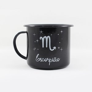 Caneca Esmaltada Preta - Signo Escorpião - Ewel