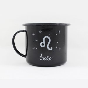 Caneca Esmaltada Preta - Signo Leão - Ewel