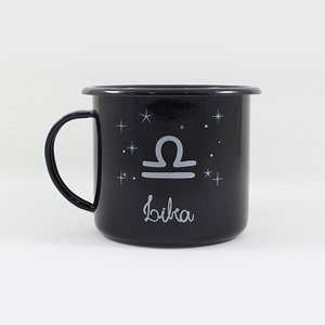 Caneca Esmaltada Preta - Signo Libra - Ewel