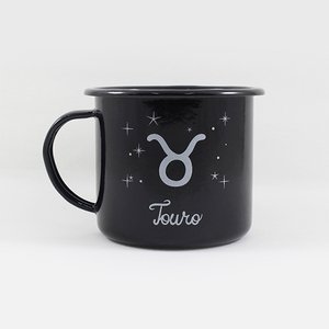 Caneca Esmaltada Preta - Signo Touro - Ewel