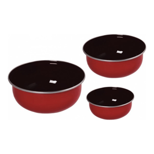 Conjunto de Tigela Esmaltadas – 03 pçs – Vermelho (EWEL)