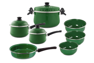Kit Panelas Esmaltadas 7 peças - Verde