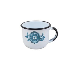 Xícara n° 06 Esmaltada Branca 120 ml EWEL com Flor Azul