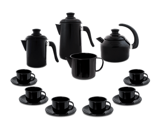 Kit Café Esmaltado 16 peças - Preto