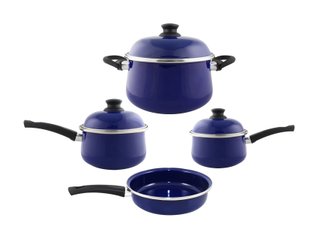 Conjunto de Panelas Esmaltadas – Bojuda – 04 pçs – Azul (EWEL)