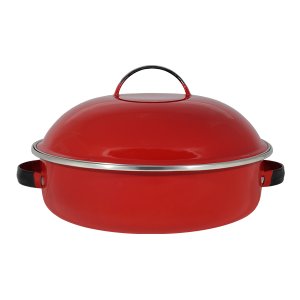 Fritadeira Multiuso Esmaltada “COM TAMPA” - nº 26 - Vermelha - 4000 ml (EWEL)
