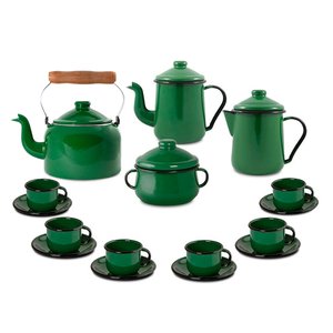 Kit Café Esmaltado Tradicional - 16 peças - Verde