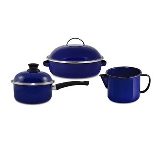 Kit Panelas Esmaltadas 3 Peças - Azul