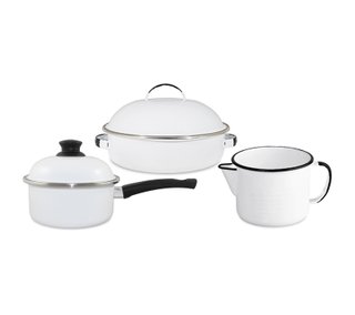 Kit Panelas Esmaltadas 3 Peças - Branco