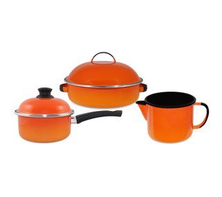 Kit Panelas Esmaltadas 3 Peças - Laranja