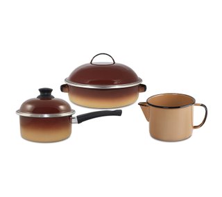 Kit Panelas Esmaltadas 3 Peças - Marrom