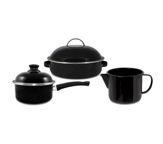 Kit Panelas Esmaltadas 3 Peças - Preto
