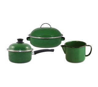 Kit Panelas Esmaltadas 3 Peças - Verde