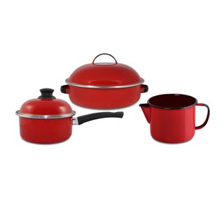 Kit Panelas Esmaltadas 3 Peças - Vermelho