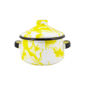 Mini Caçarola Esmaltada com Alça - nº 10 - Amarelo - 500 ml (EWEL Coleção Marmorizada)