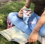 Caneca Esmaltada Vermelha - EWEL Coleção Marmorizada