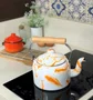 Chaleira Esmaltada Tradicional - nº 16 - Laranja - 1800 ml (EWEL Coleção Marmorizada)
