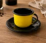 Xícara Esmaltada com Pires Esmaltado Amarelo - EWEL
