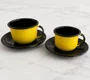 Xícara Esmaltada com Pires Esmaltado Amarelo - EWEL
